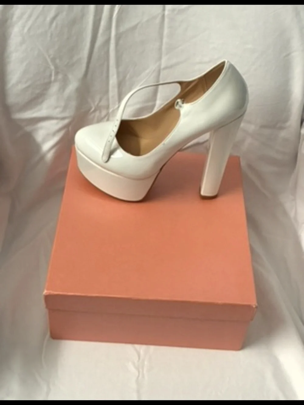 Women’s White Patent Platform Mary Jane Pump